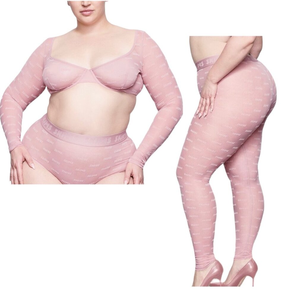 SKIMS After Hours Long Sleeve Bra Top + Leggings Set Orchid 4X